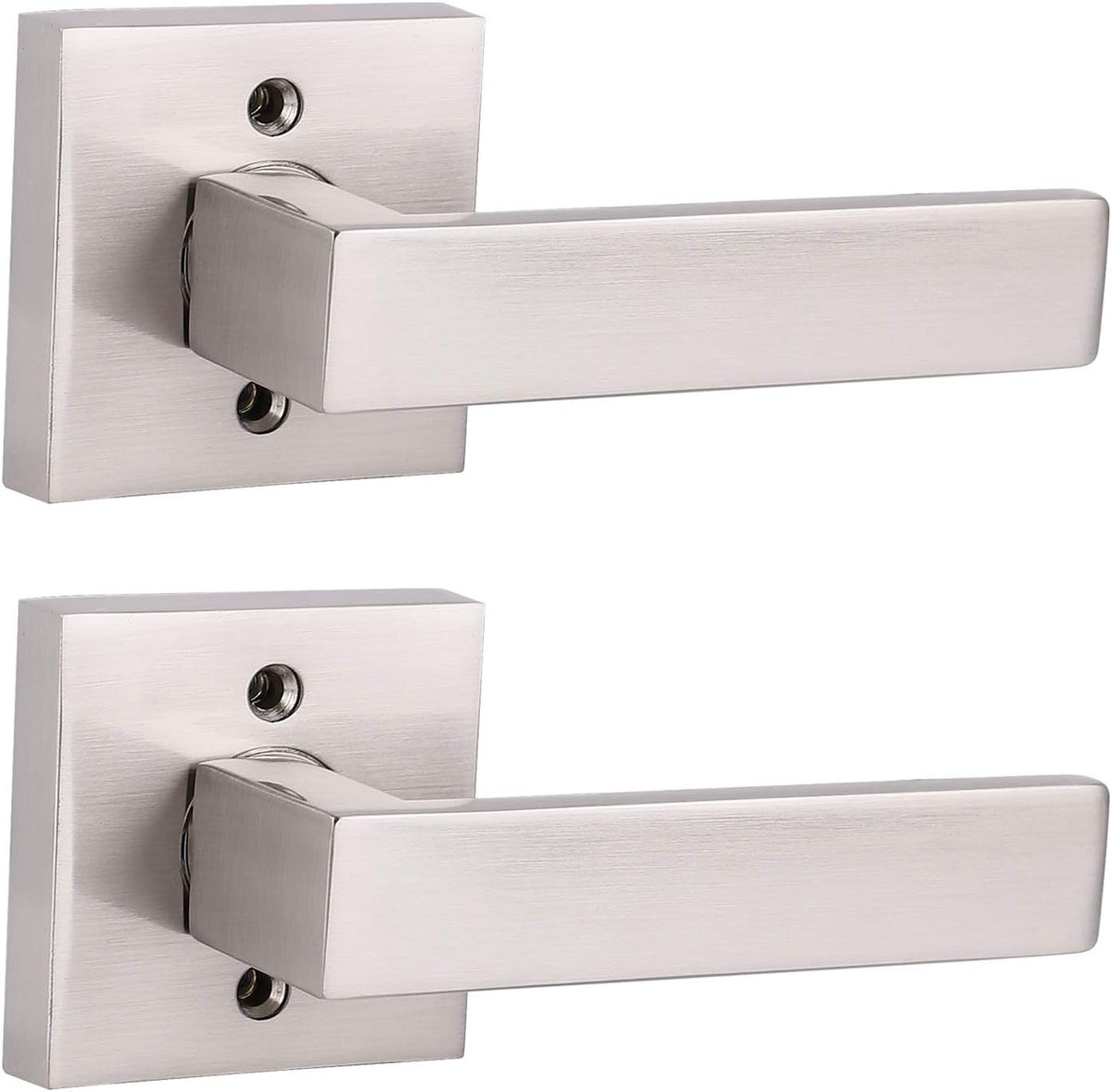5 Pack Satin Nickel Square Door Levers with Privacy Lock E541354