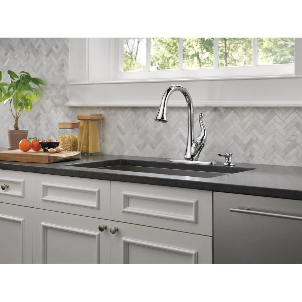 Single Handle Pull-Down Kitchen Faucet with Soap Dispenser Chrome I148535
