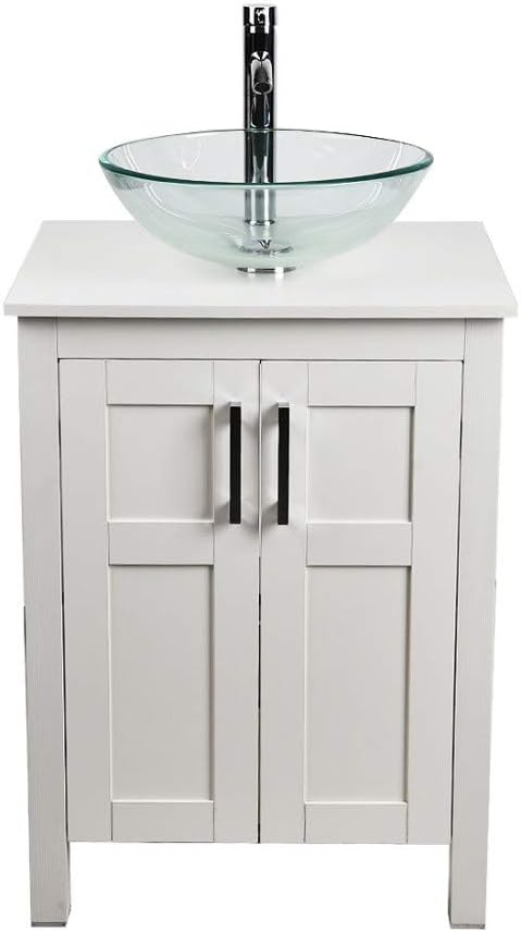 24 Inches White Single Bathroom Vanity Set with Top and 2-Door Cabinet P18900