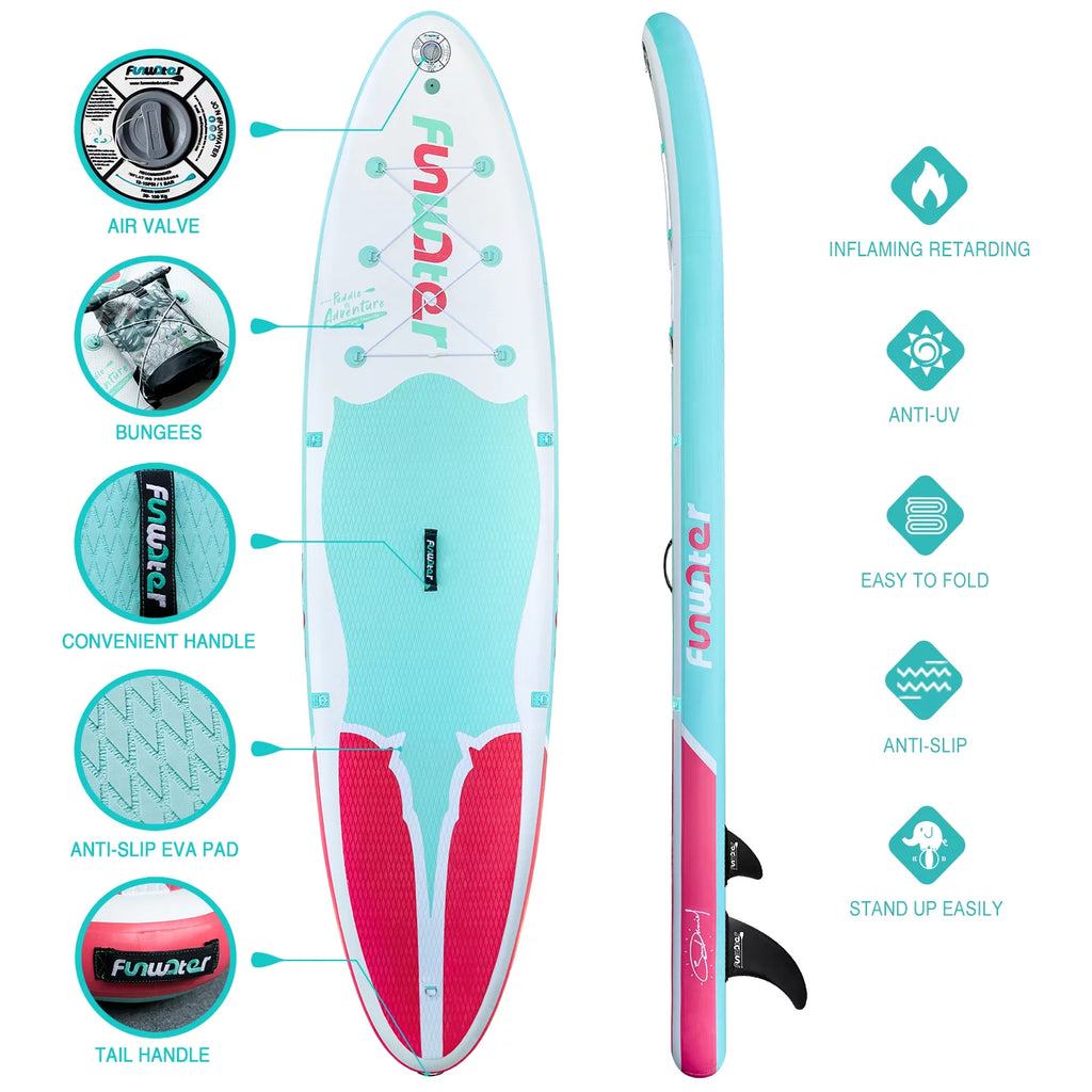 Light Blue Pink Inflatable Stand Up Paddle Board 11'x33''x6'' M683111