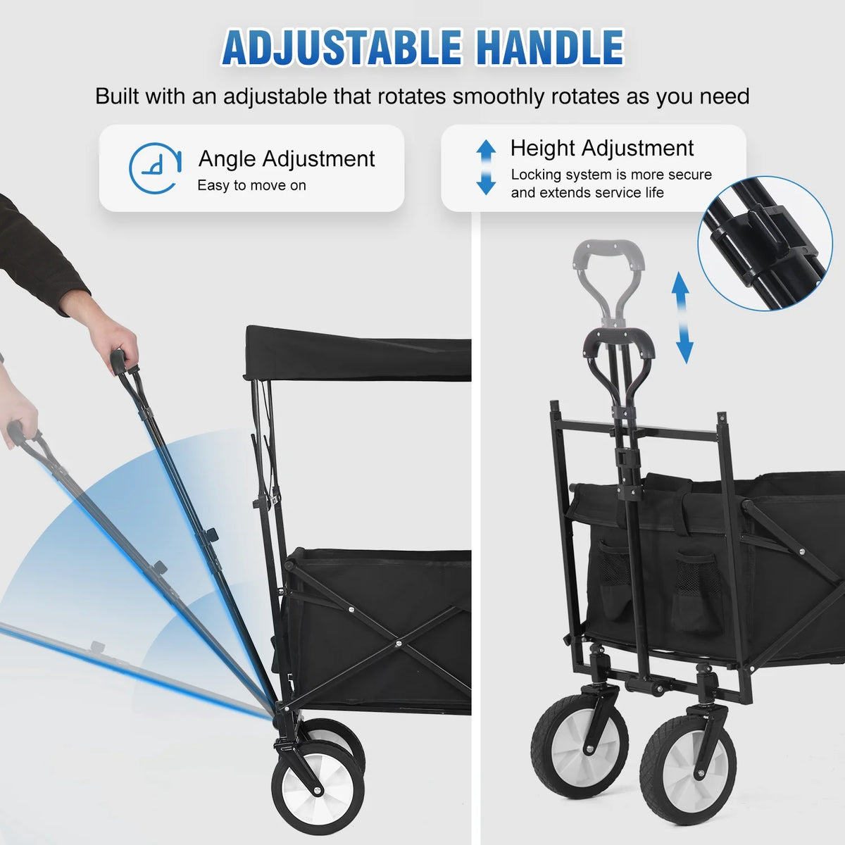 Black Folding Wagon Cart with Removable Canopy X26127