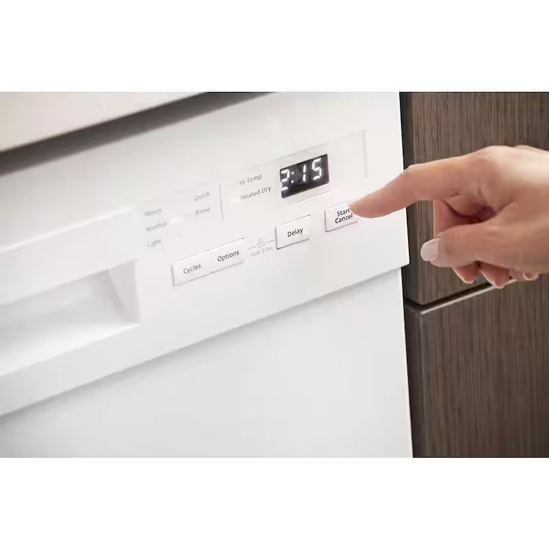 White Front Control Dishwasher with Stainless Steel Tub V451