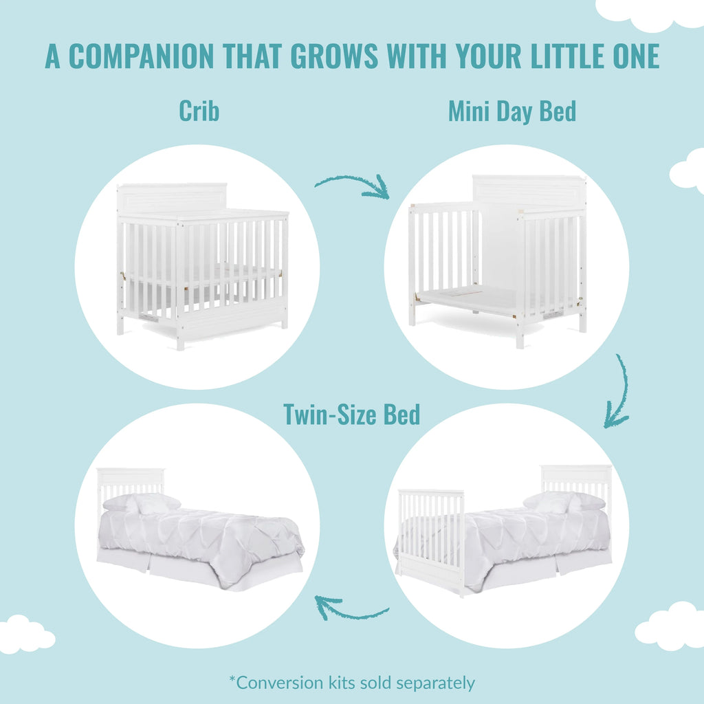 White 4-in-1 Convertible Mini Crib K347