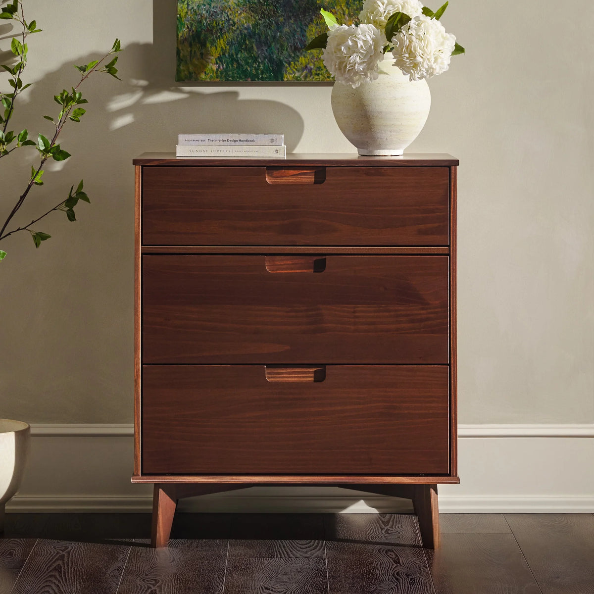 Solid Wood Walnut 3-Drawer Dresser H9052
