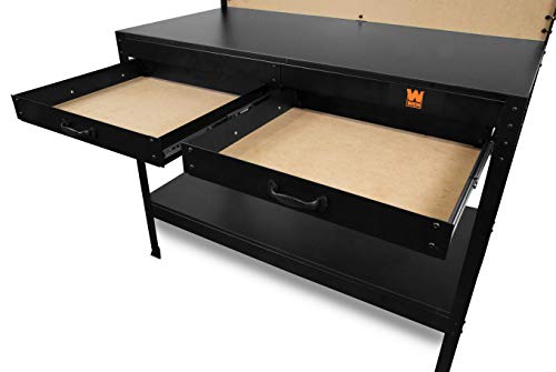 48-Inch Black Workbench with Power Outlets and Light E2139