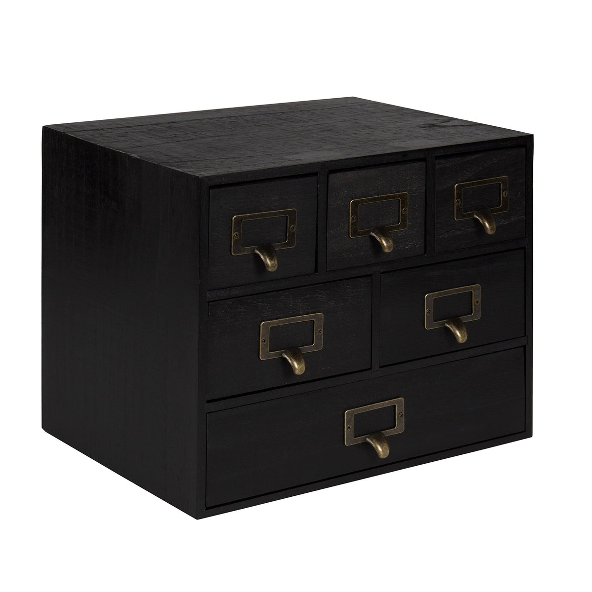 Black 6 Drawer Wood Desk Drawer Set with Letter Holder N631