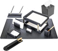 Black Leather 11-Piece Desk Set B855