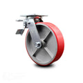 8 inch Red Poly on Cast Iron Caster with Total Lock Brake N779