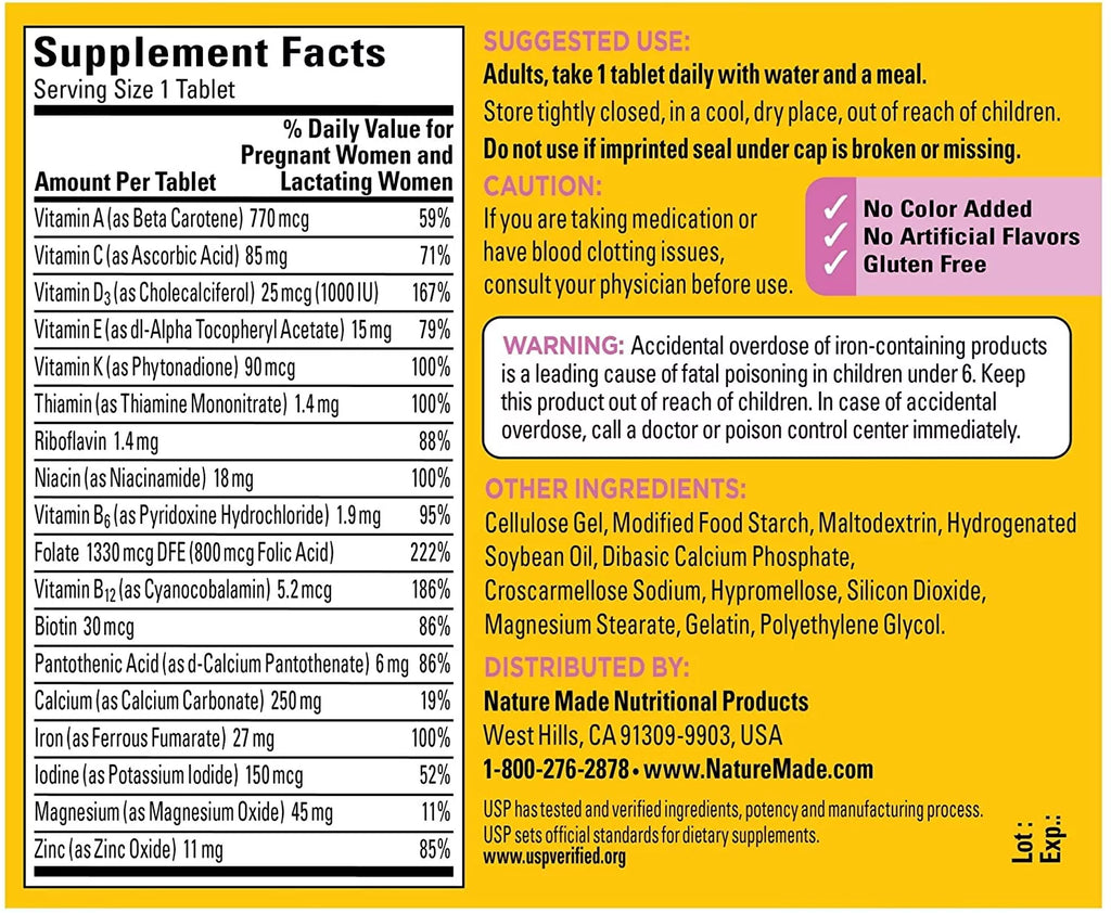 90 Tablets Prenatal Multi Dietary Supplement (Pack of 2) U48126