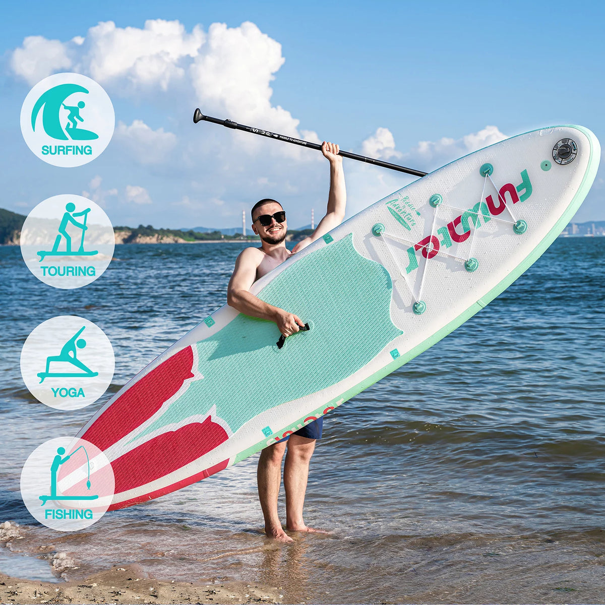Light Blue Pink Inflatable Stand Up Paddle Board 11'x33''x6'' M683111