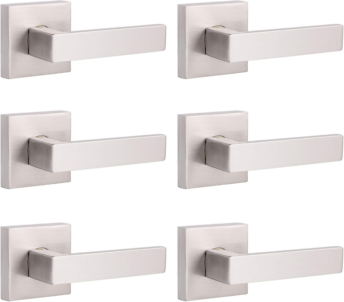 5 Pack Satin Nickel Square Door Levers with Privacy Lock E541354