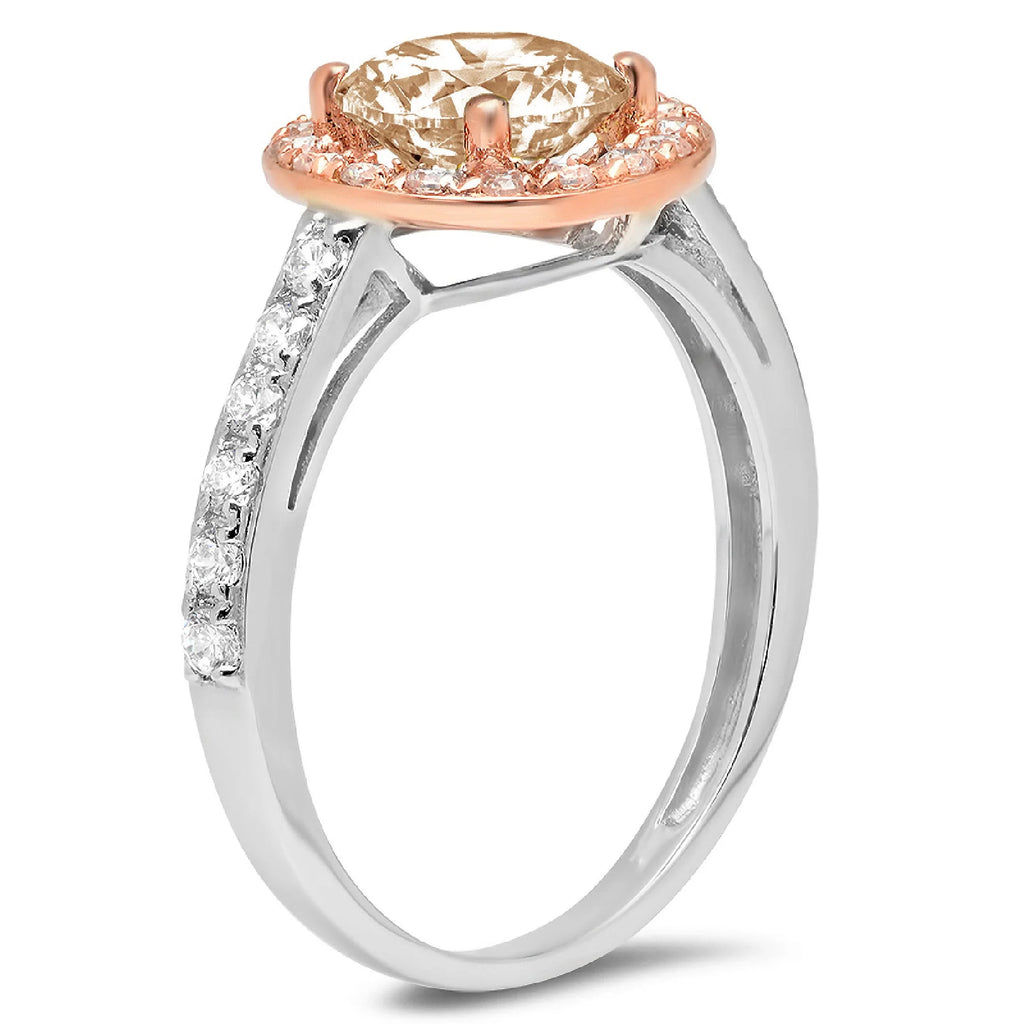 Champagne Simulated Diamond Halo Ring Y447642