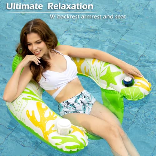 Inflatable Pool Float Chair 2 Pack with Cup Holders E823774