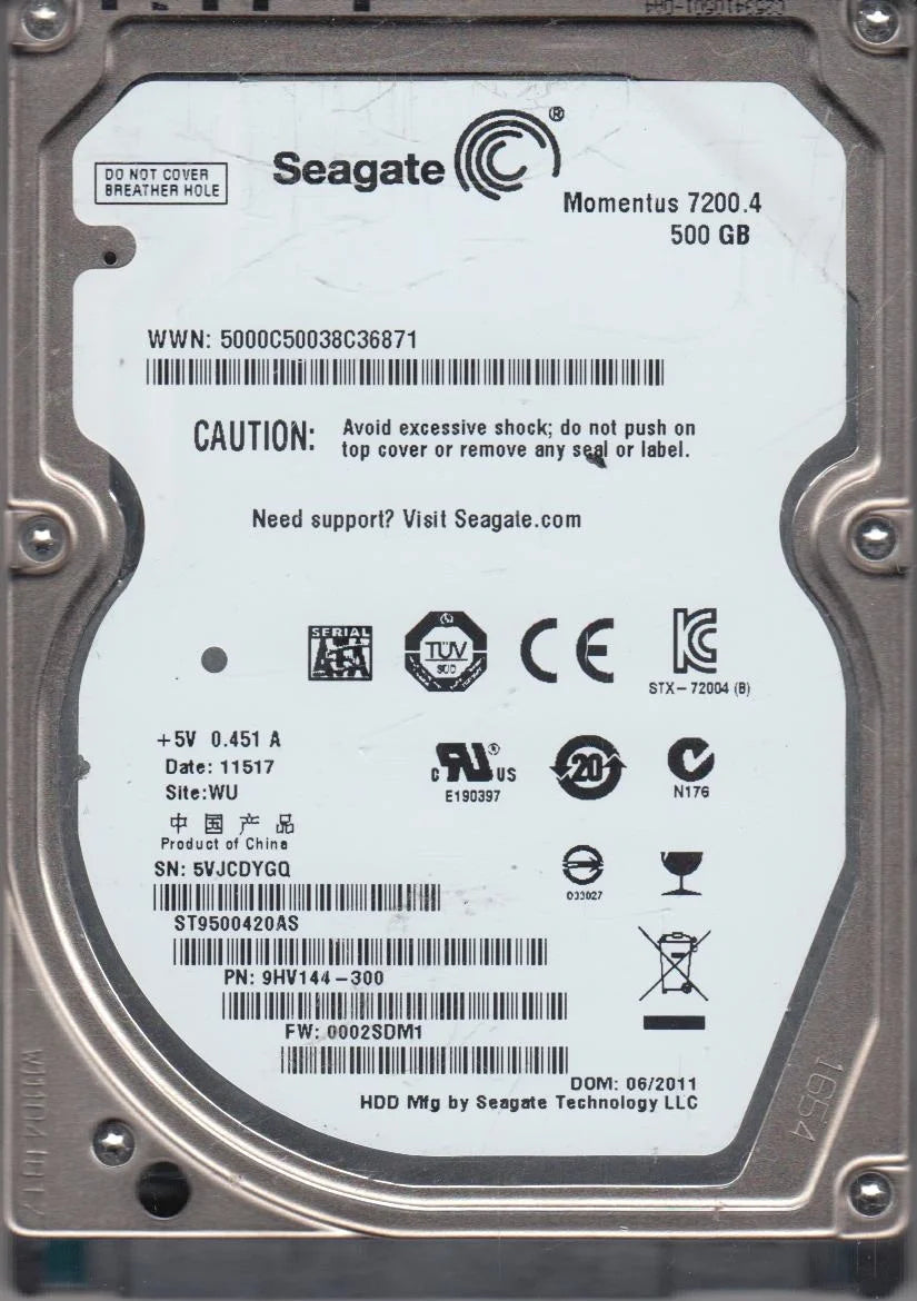 500GB SATA 2.5 Hard Drive I927448