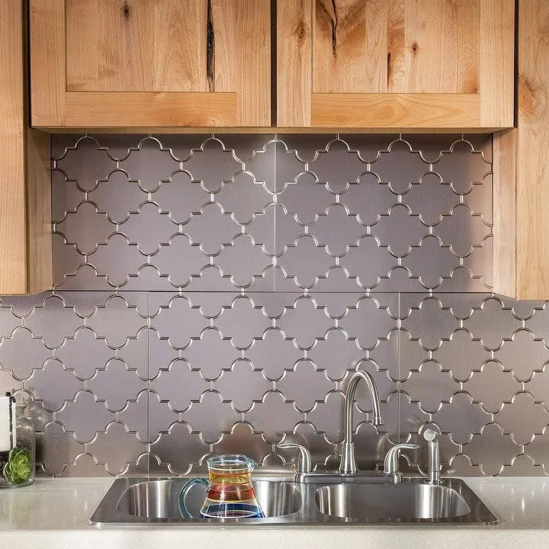 18in x 24in Brushed Nickel Backsplash Panel (5 Pack) R231