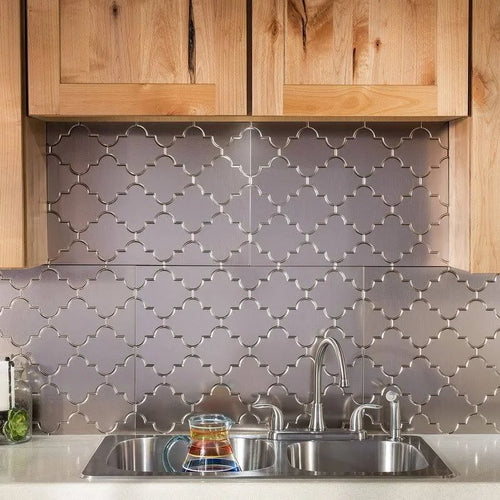 18in x 24in Brushed Nickel Backsplash Panel (5 Pack) R231