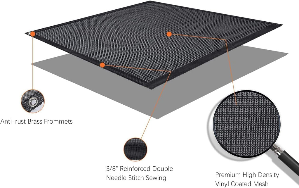 RV Awning Side Sun Shade 9’ x 7’ Black Mesh Screen Kit S9285