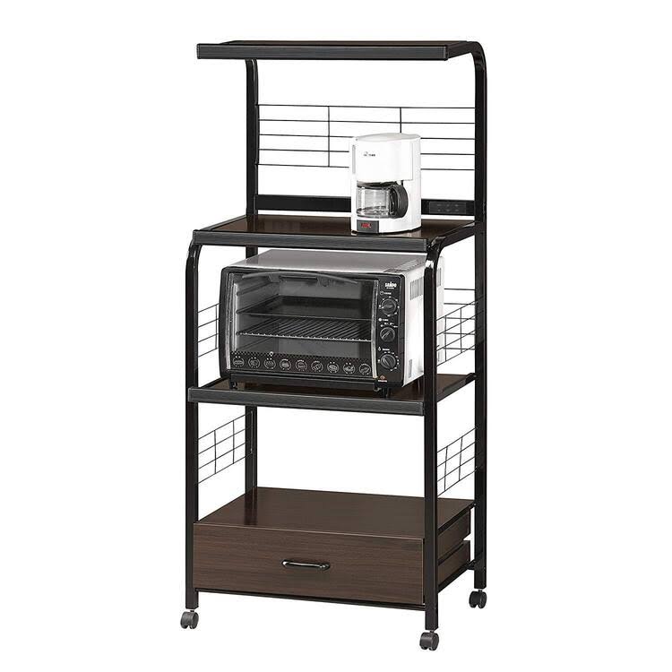Black Kitchen Cart with Microwave Shelf S27313