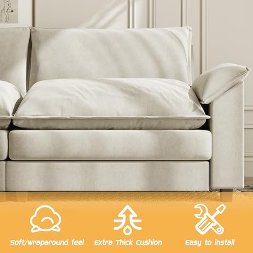 Dark Grey Chenille U Shaped Modular Sofa with Ottoman I7438