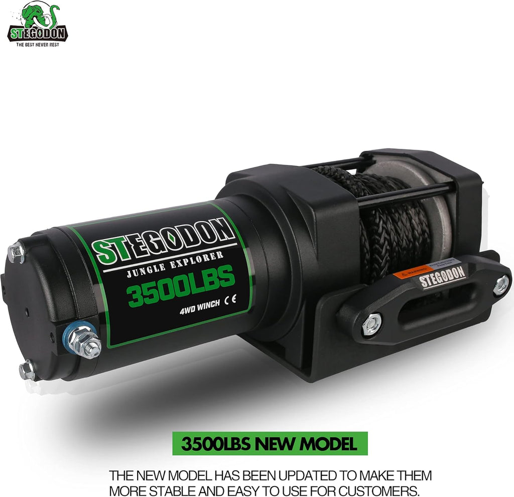3500 lb. Load Capacity 12V Synthetic Rope Electric Winch with Wireless Remote D945