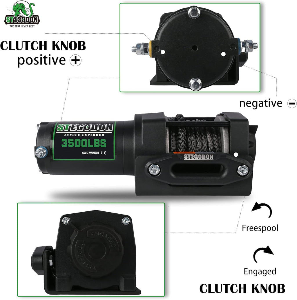 3500 lb. Load Capacity 12V Synthetic Rope Electric Winch with Wireless Remote D945