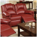 Red Bonded Leather Recliner Loveseat P7625
