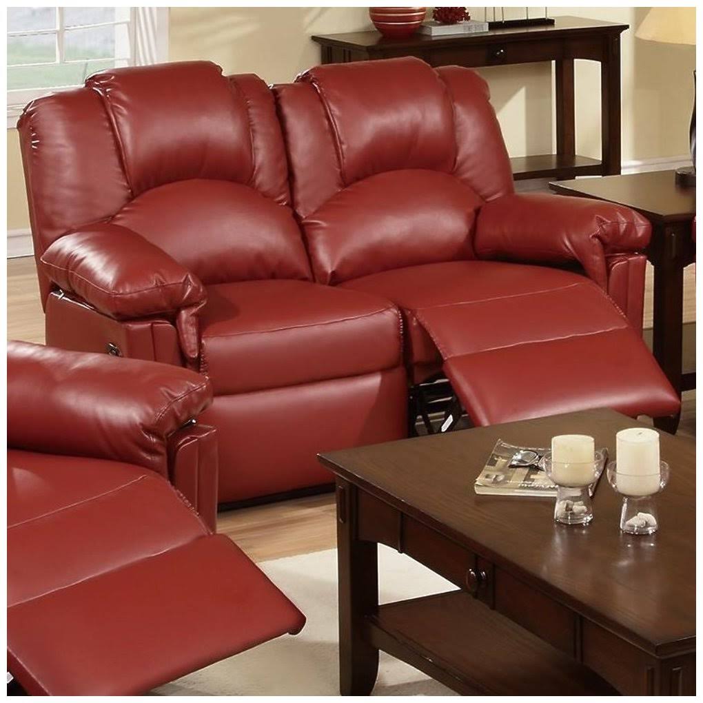 Red Bonded Leather Recliner Loveseat P7625