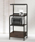Black Kitchen Cart with Microwave Shelf S27313