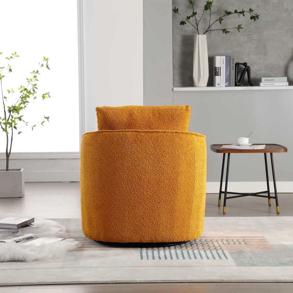 Soft Boucle Upholstered Swivel Barrel Chair D2639