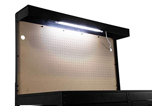 48-Inch Black Workbench with Power Outlets and Light E2139
