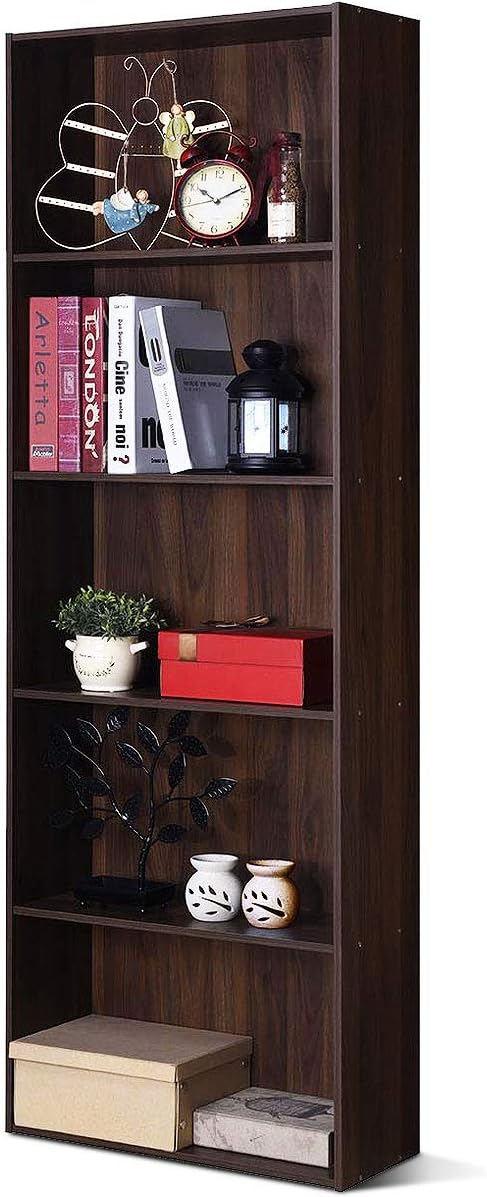 Black 5-Shelf Wood Bookcase I229