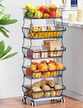 5 Tier Wire Fruit Basket with Wheels M31878