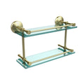 16-inch Double Glass Shelf with Gallery Rail Polished Brass D3437