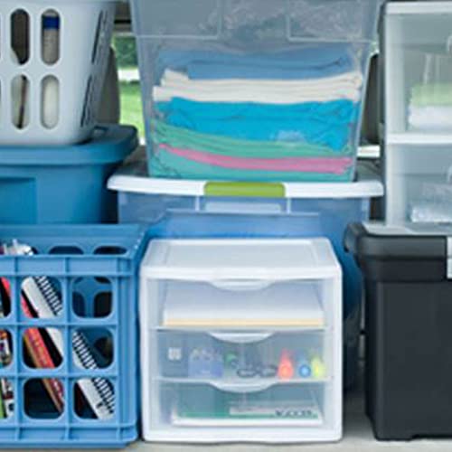 ClearView Compact Stacking 3 Drawer Storage Organizer System, White (8 Pack) N9645