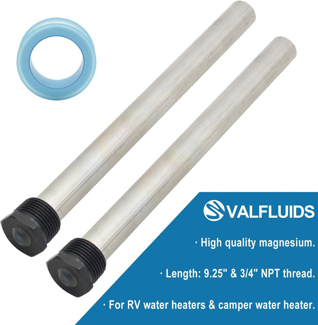 Magnesium Anode Rod with PTFE Thread Seal Tape, 9.25L x 3/4 NPT - 2 Pack F51434
