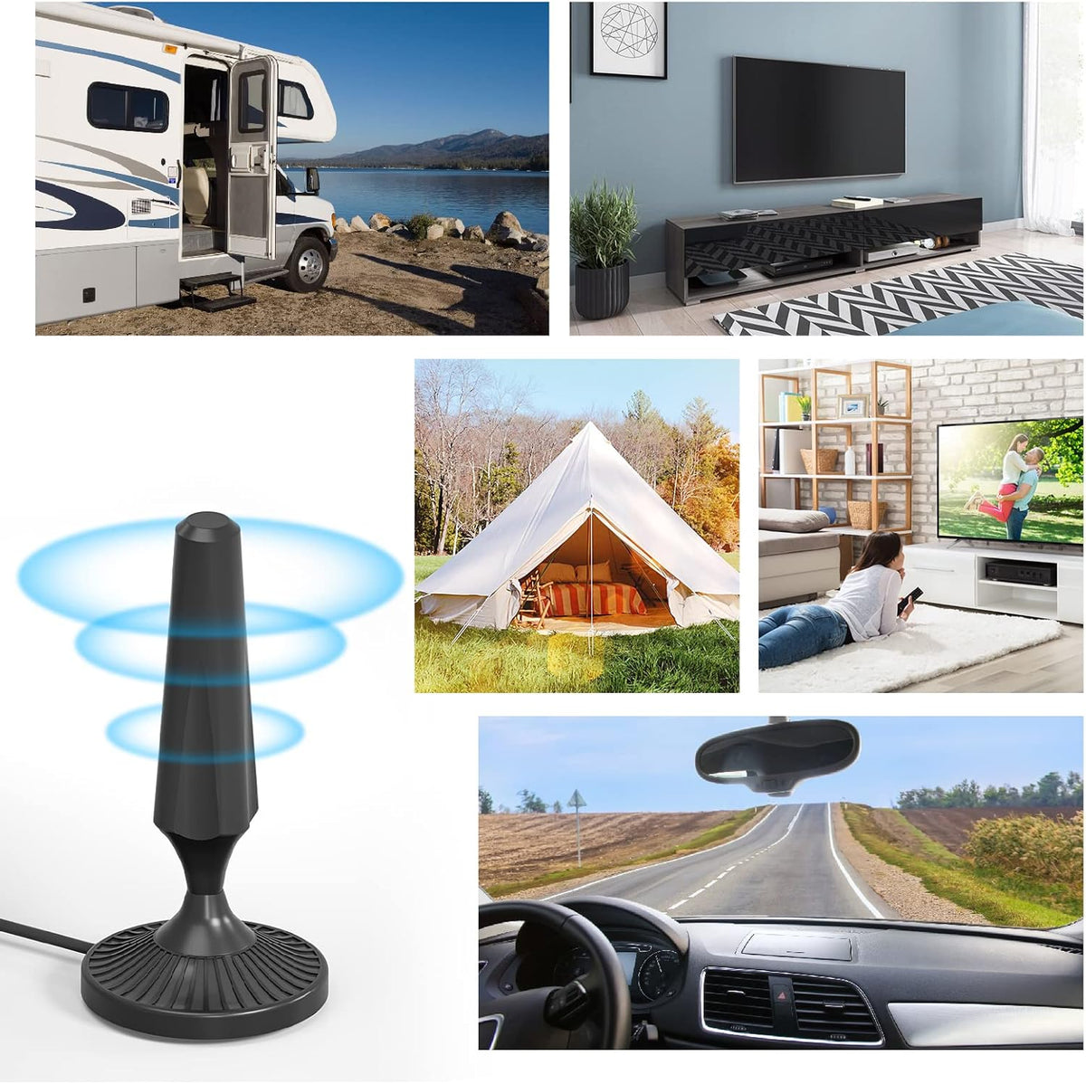 Indoor Amplified HDTV Antenna 300 Miles 4K 1080P with Coax Cable Pack of 2 H4671