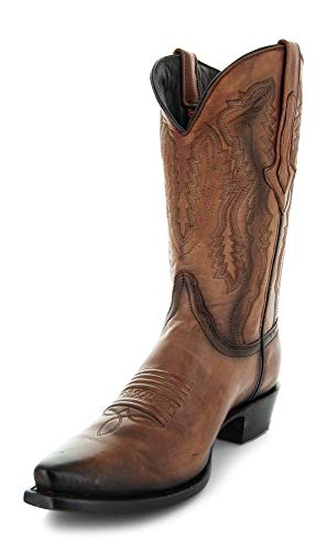 Tan Genuine Leather Snip Toe Cowboy Boots X516717