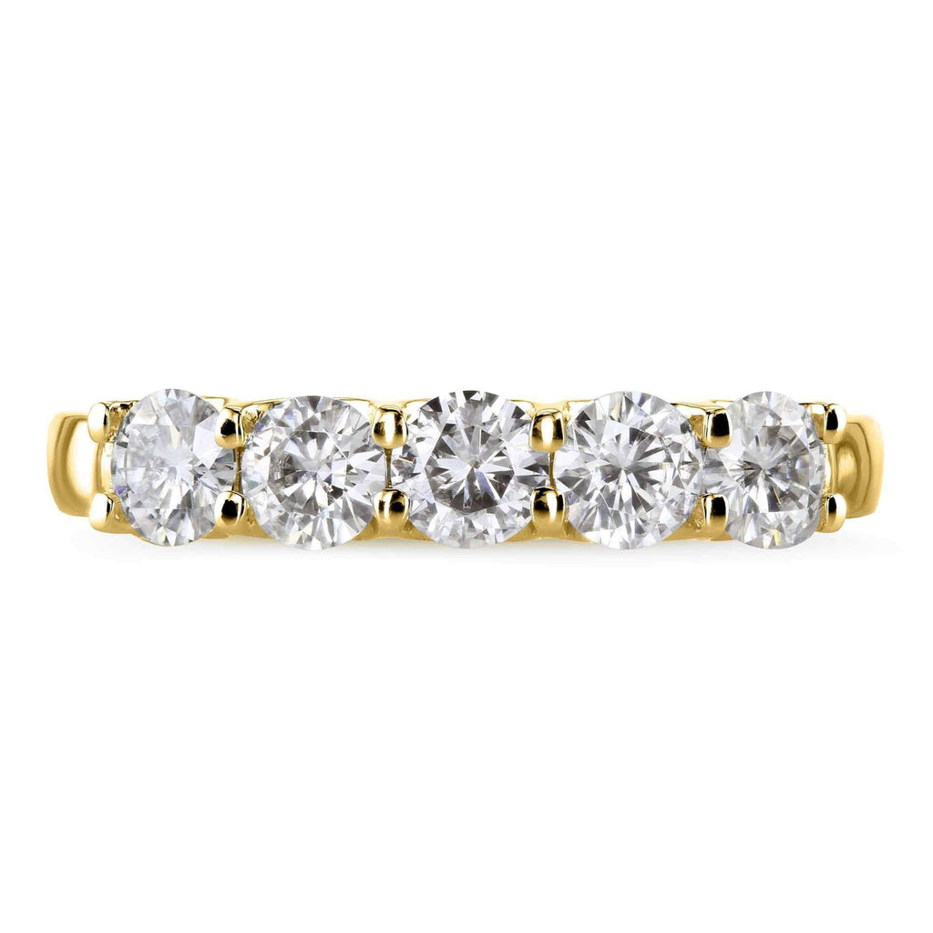 4/5 Carat Round Brilliant Moissanite Wedding Band in 14K Yellow Gold W428318