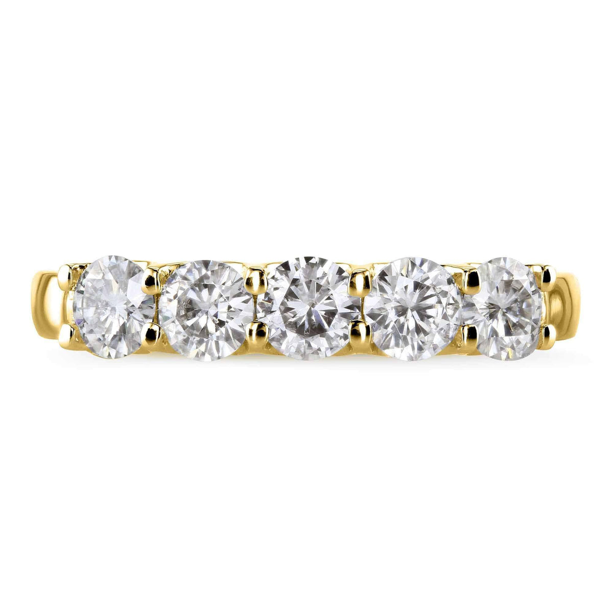 4/5 Carat Round Brilliant Moissanite Wedding Band in 14K Yellow Gold W428318