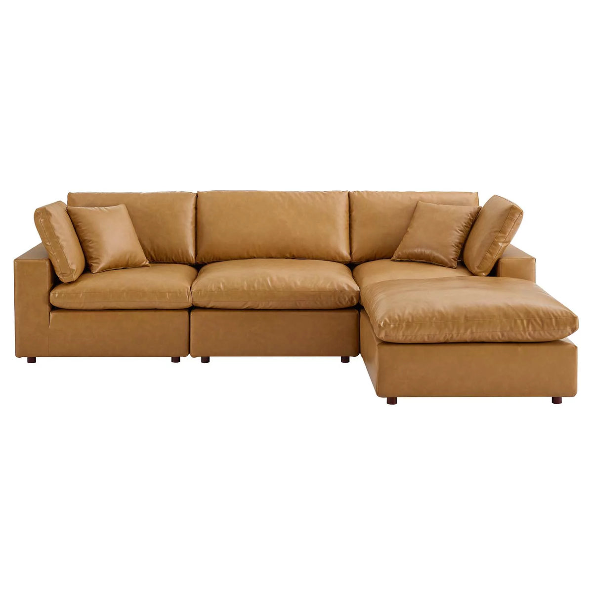 Tan Vegan Leather 4-Piece Sectional Sofa X1469
