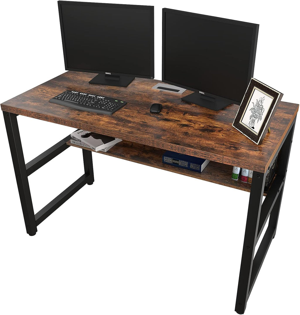 Computer Desk with Bookshelf 55 Rustic Brown V986742