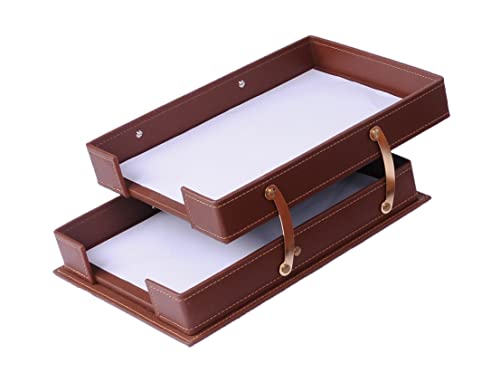14 PCS Brown Bonded Leather Desk Organizer Set N17711