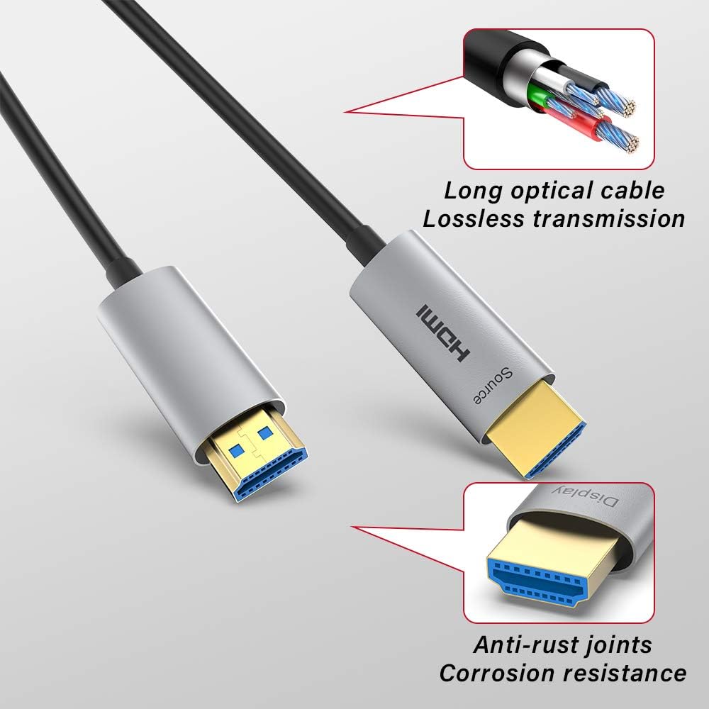 50ft Fiber Optic HDMI Cable 4K@60Hz HDR ARC 18Gbps W2809