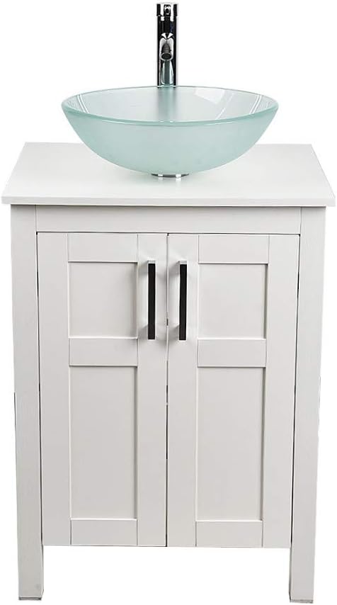 24 Inches White Single Bathroom Vanity Set with Top and 2-Door Cabinet P18900