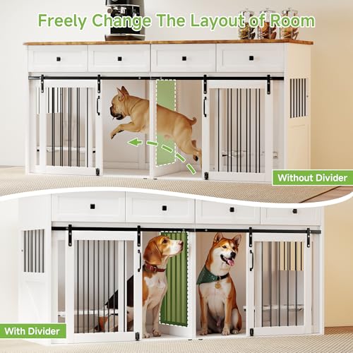 White Wooden Dog Crate Furniture with 2 Drawers X260