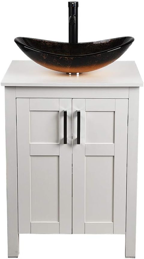 24 Inches White Single Bathroom Vanity Set with Top and 2-Door Cabinet P18900