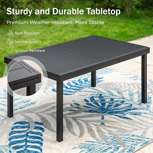 9 Piece Outdoor Extendable Dining Set with Rectangular Metal Dining Table and 8 Rattan Chairs N1509