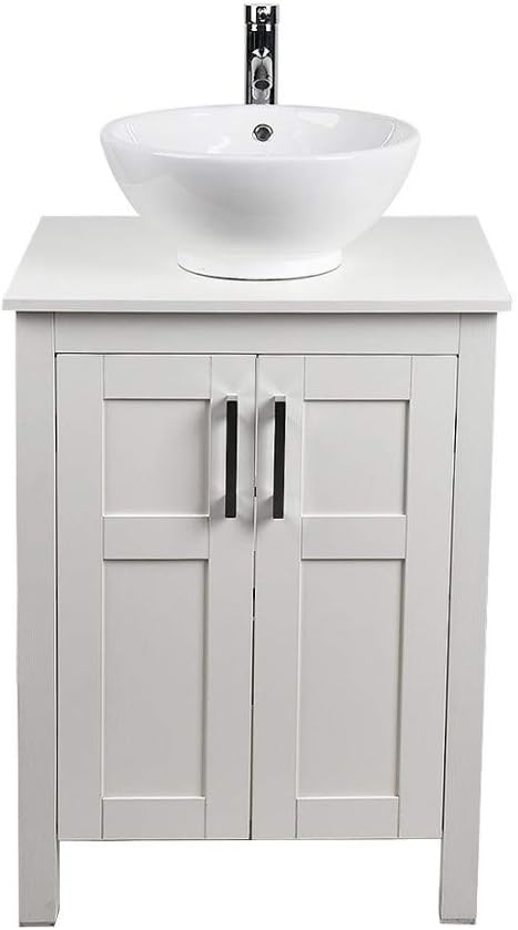 24 Inches White Single Bathroom Vanity Set with Top and 2-Door Cabinet P18900