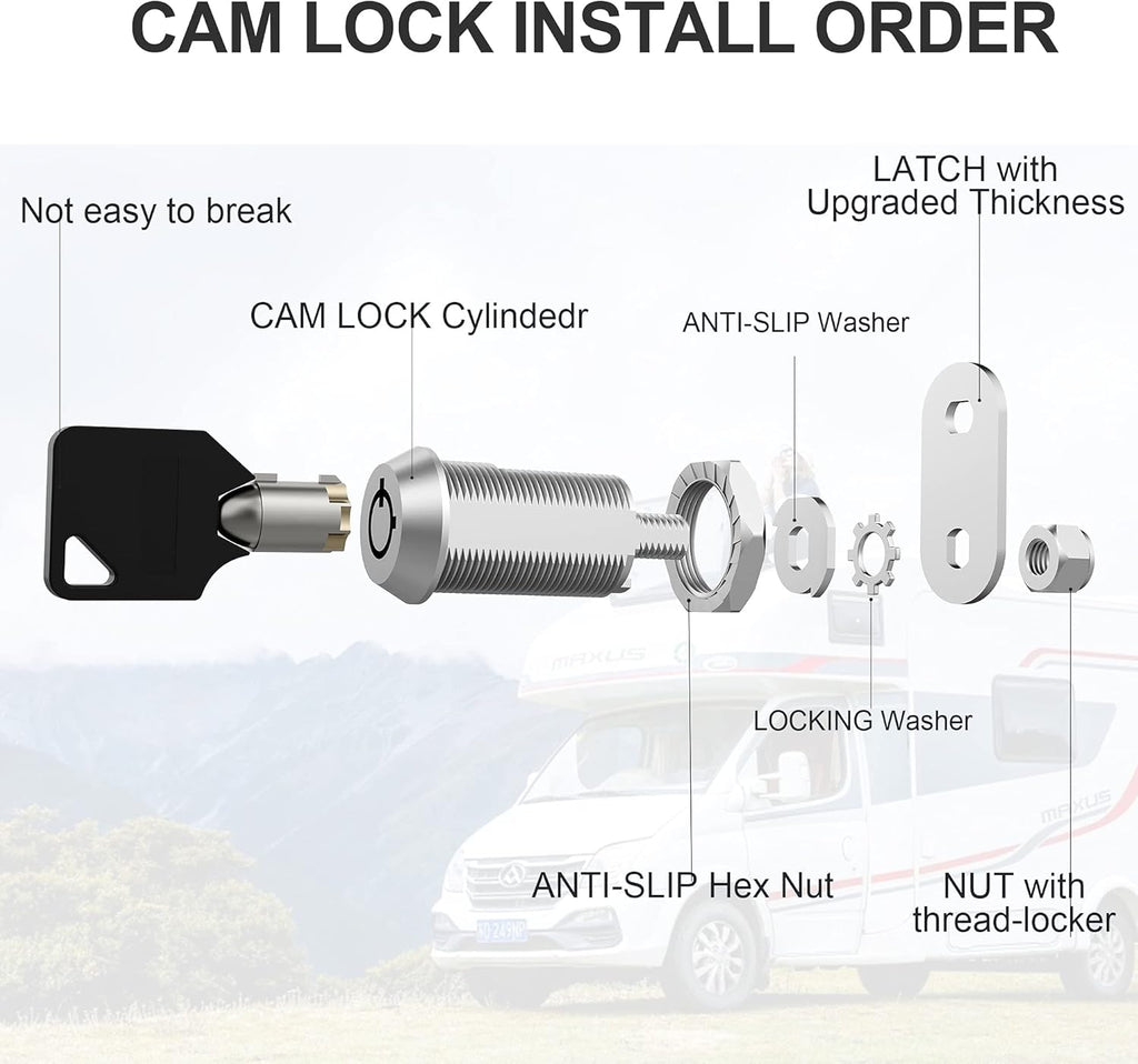 6 Pack 1-1/8 Inch Keyed Alike Zinc Alloy Cam Lock G6320
