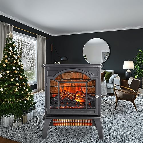 1500W Infrared Freestanding Electric Fireplace Stove Heater with Remote Y3112